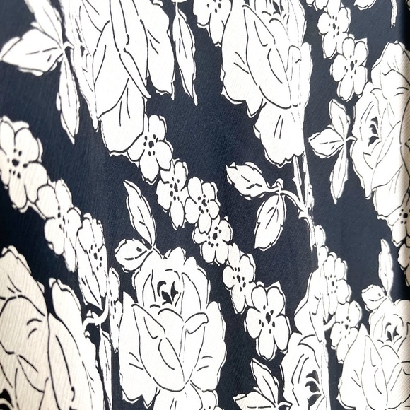 Ann Taylor Silk Floral Midi Fall Black Tan Skirt - Picture 6 of 10